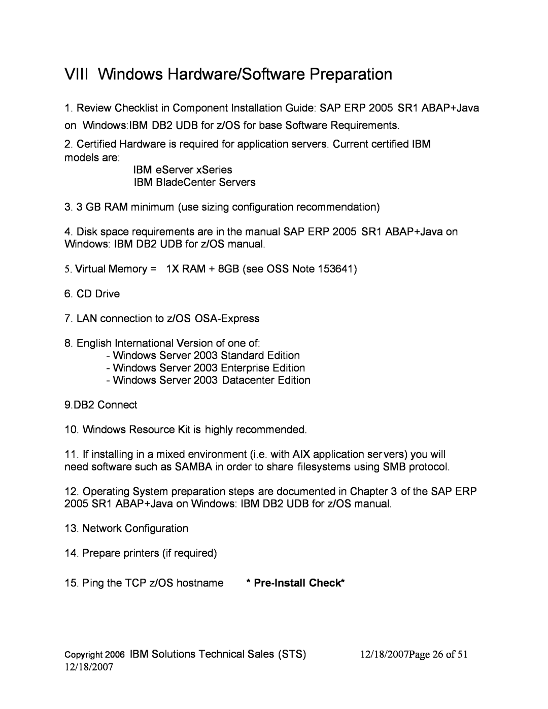 IBM DB2 9, DB2 V8 manual VIII Windows Hardware/Software Preparation 