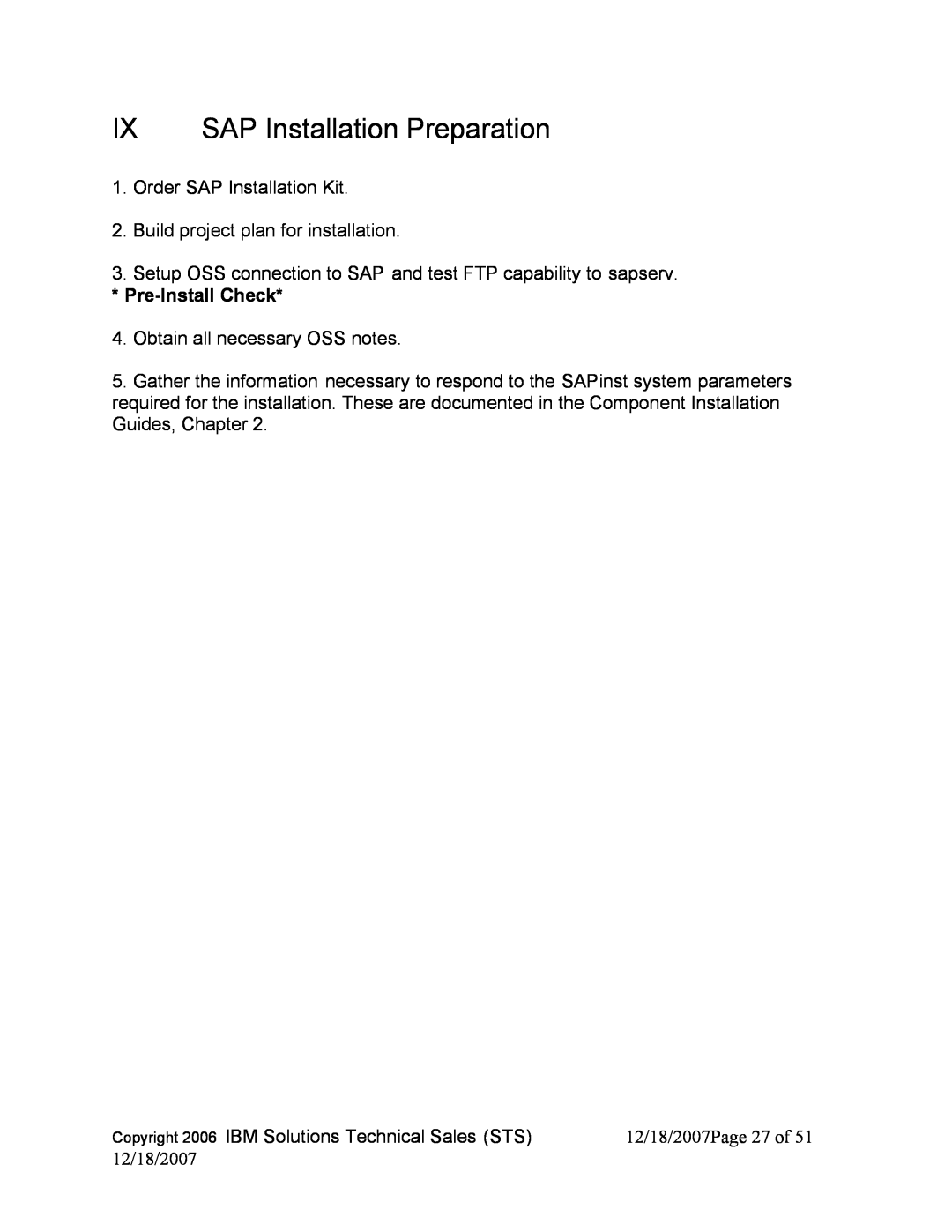 IBM DB2 V8, DB2 9 manual SAP Installation Preparation 