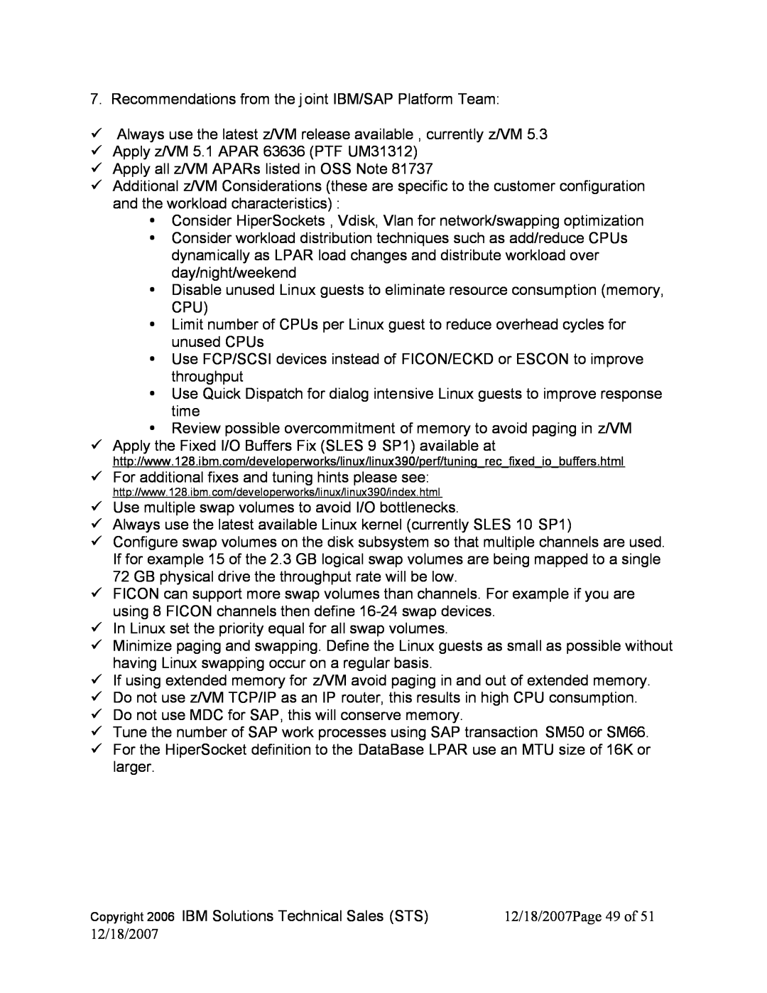 IBM DB2 V8, DB2 9 manual Apply z/VM 5.1 APAR 63636 PTF UM31312 