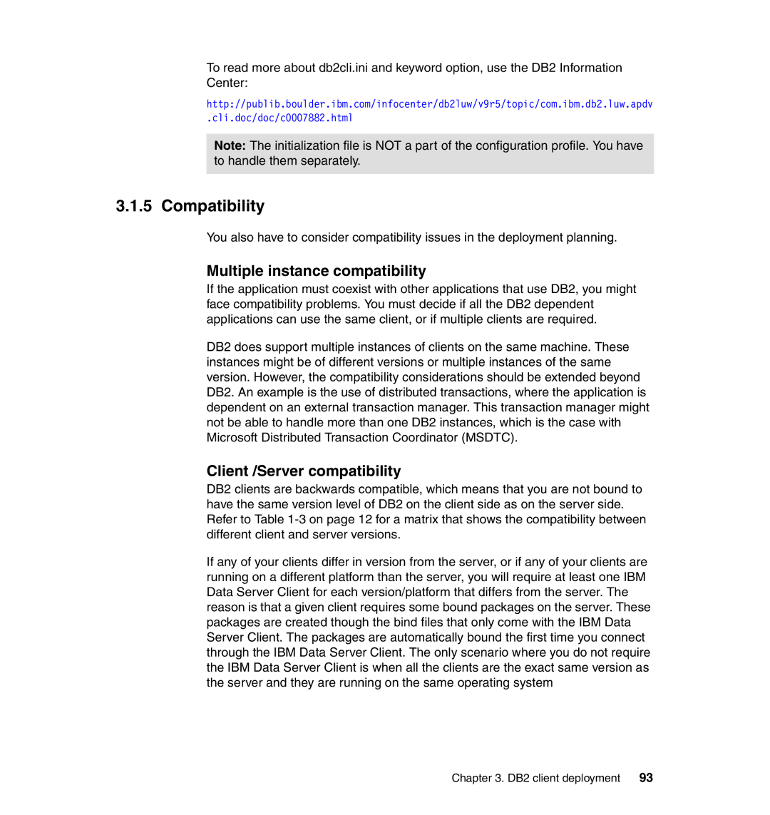 IBM DB2 manual Compatibility, Multiple instance compatibility, Client /Server compatibility 