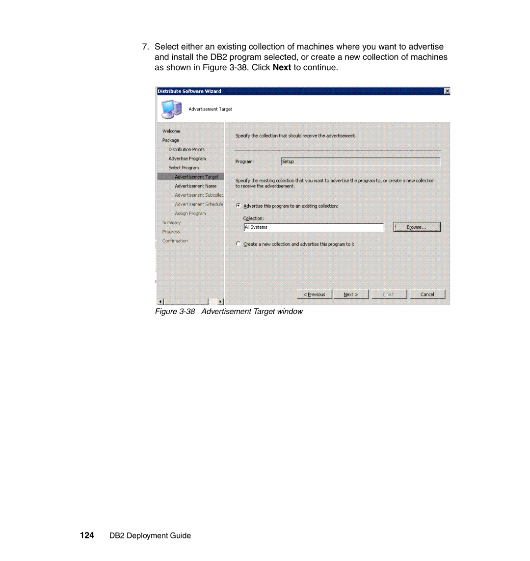 IBM manual Advertisement Target window, 124 DB2 Deployment Guide 