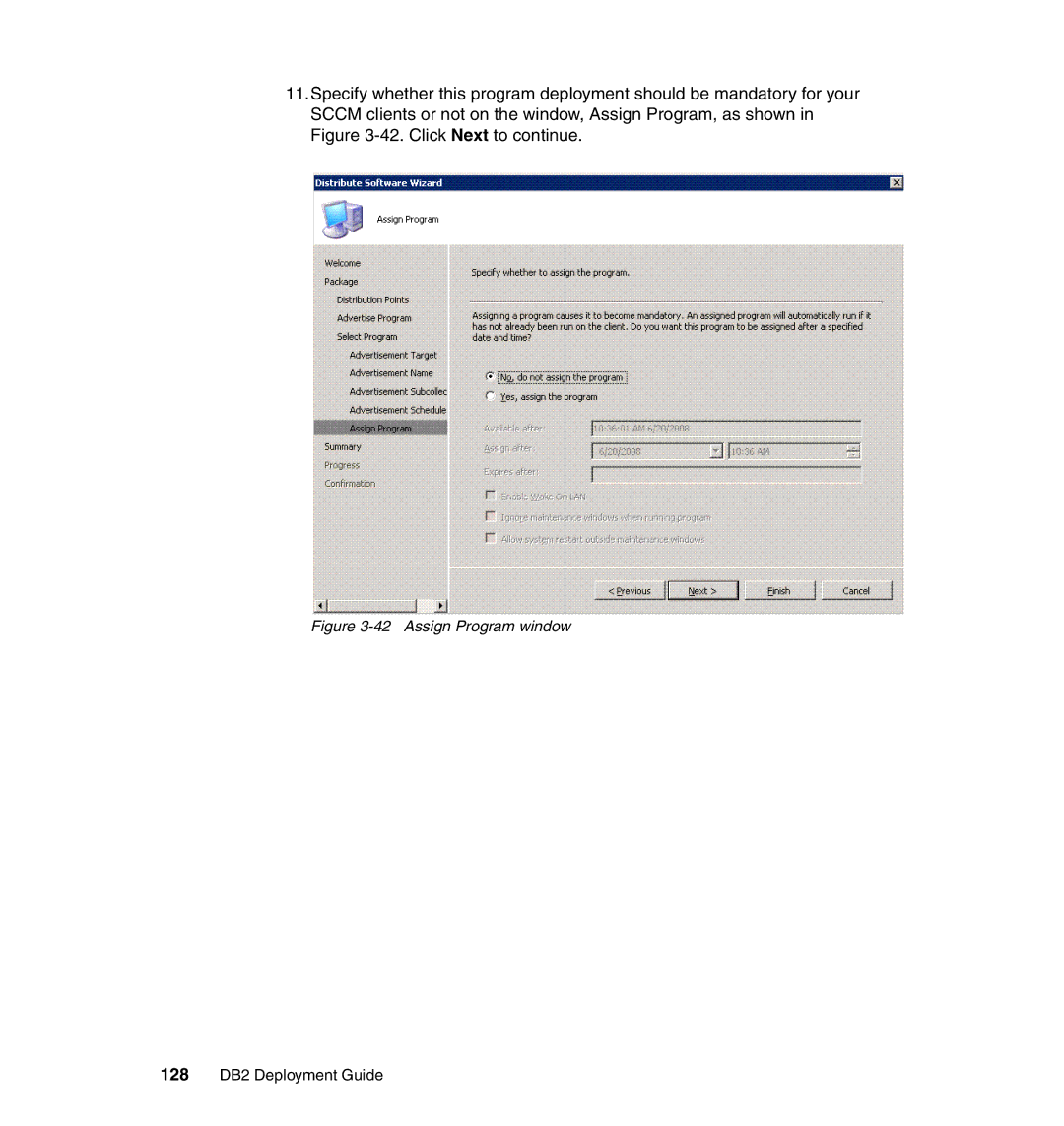 IBM manual Assign Program window, 128 DB2 Deployment Guide 