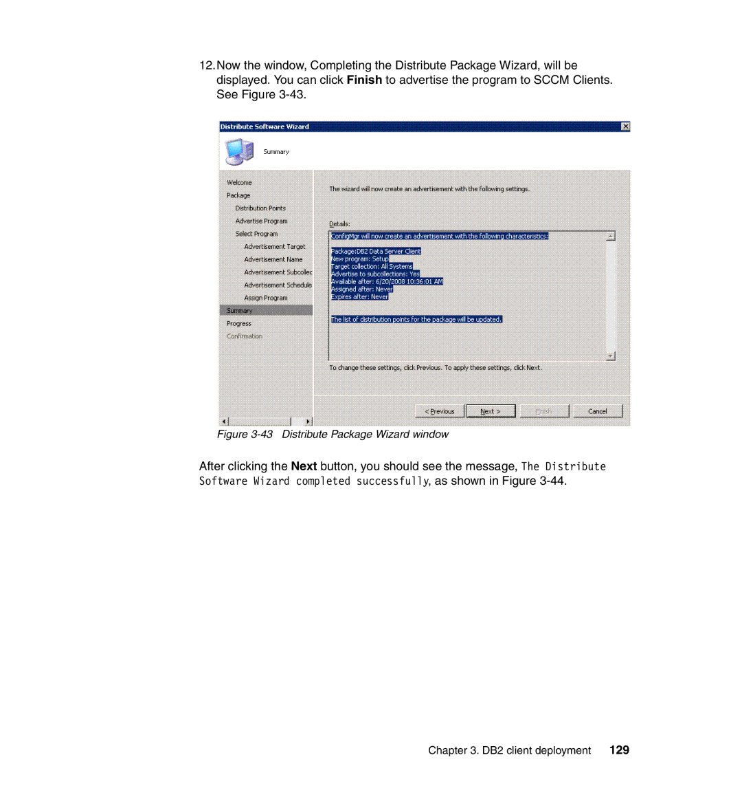 IBM DB2 manual Distribute Package Wizard window 