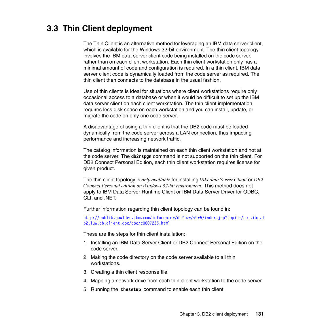 IBM DB2 manual Thin Client deployment 