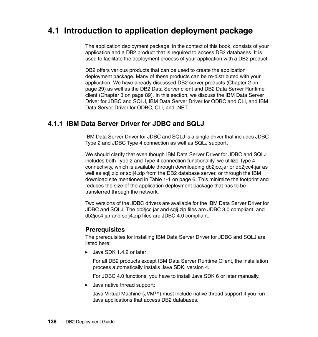 IBM DB2 manual Introduction to application deployment package, IBM Data Server Driver for Jdbc and Sqlj, Prerequisites 