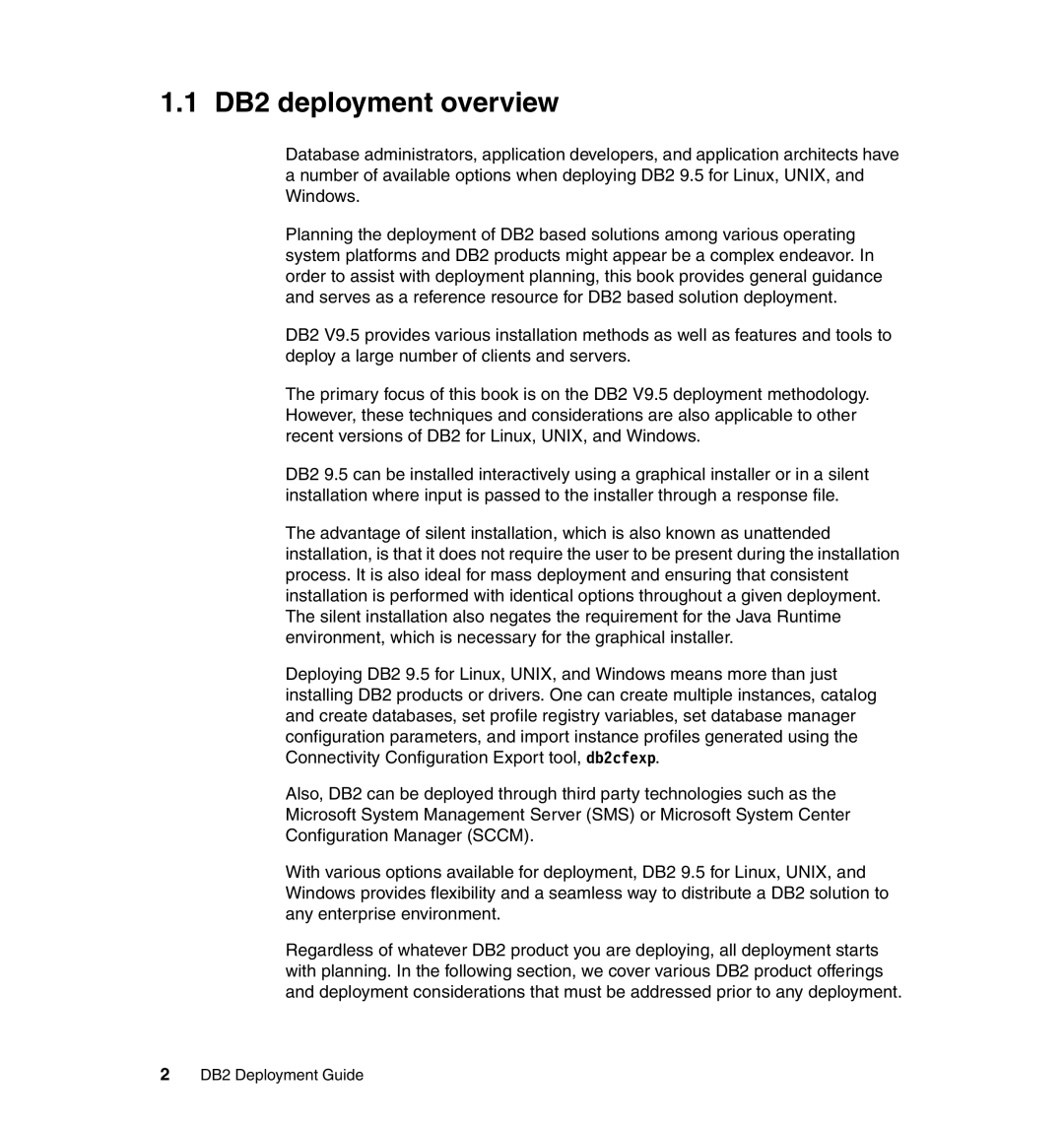 IBM manual DB2 deployment overview, DB2 Deployment Guide 