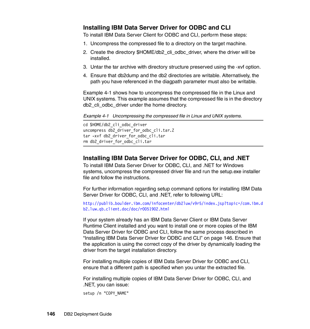 IBM DB2 Installing IBM Data Server Driver for Odbc and CLI, Installing IBM Data Server Driver for ODBC, CLI, and .NET 