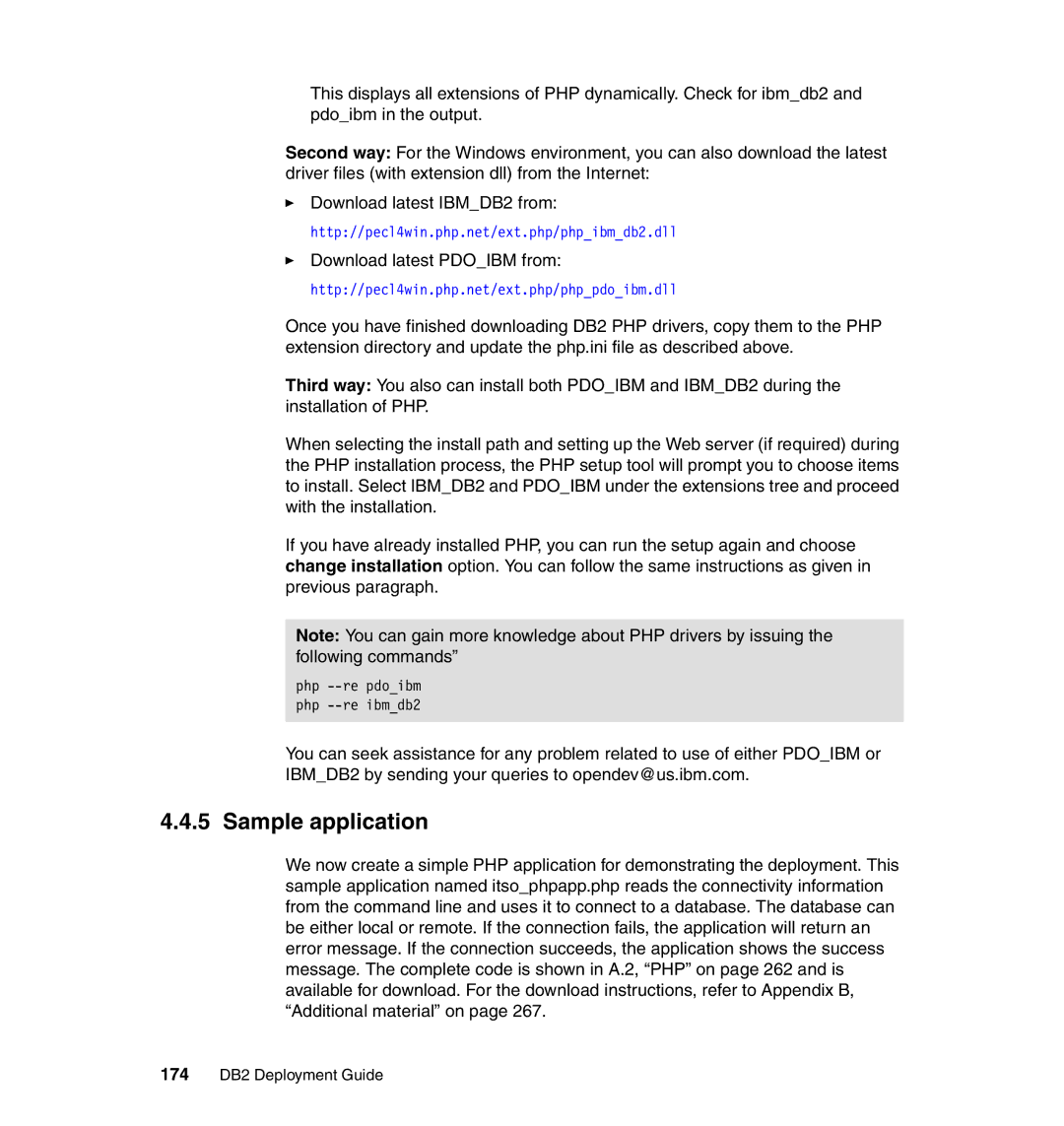 IBM manual Sample application, 174 DB2 Deployment Guide 