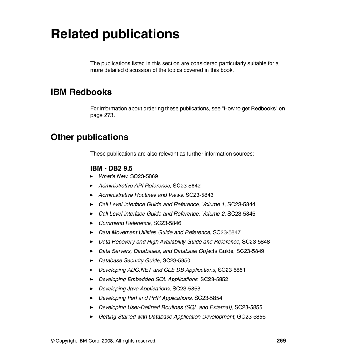 IBM manual IBM Redbooks, Other publications, IBM DB2, 269 