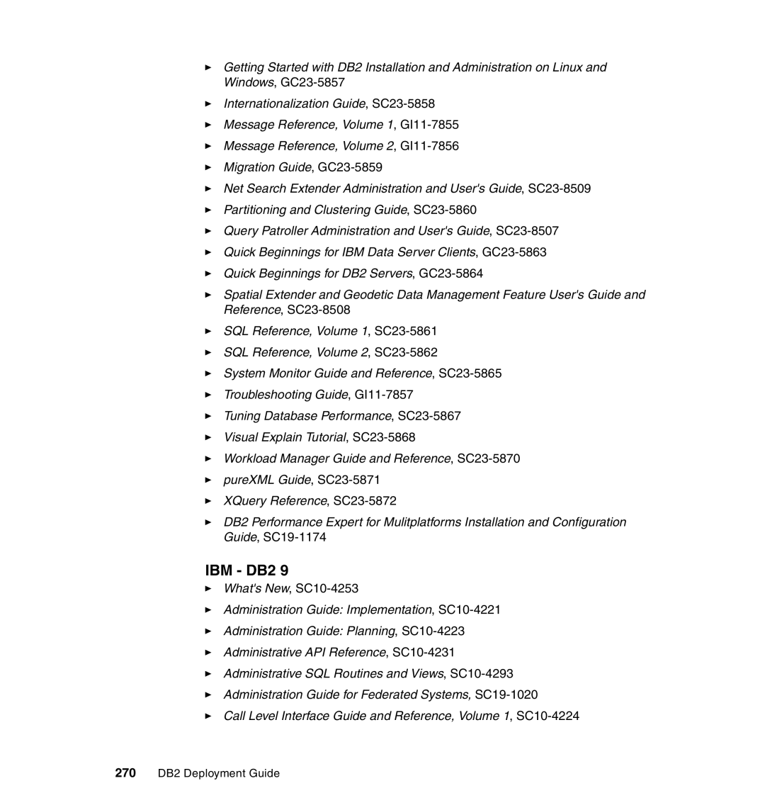 IBM manual 270 DB2 Deployment Guide 