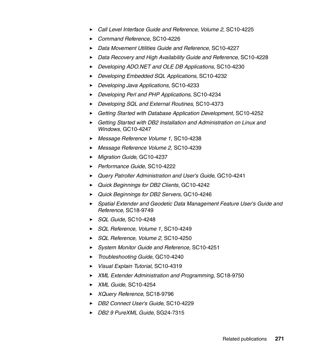 IBM DB2 manual Related publications 