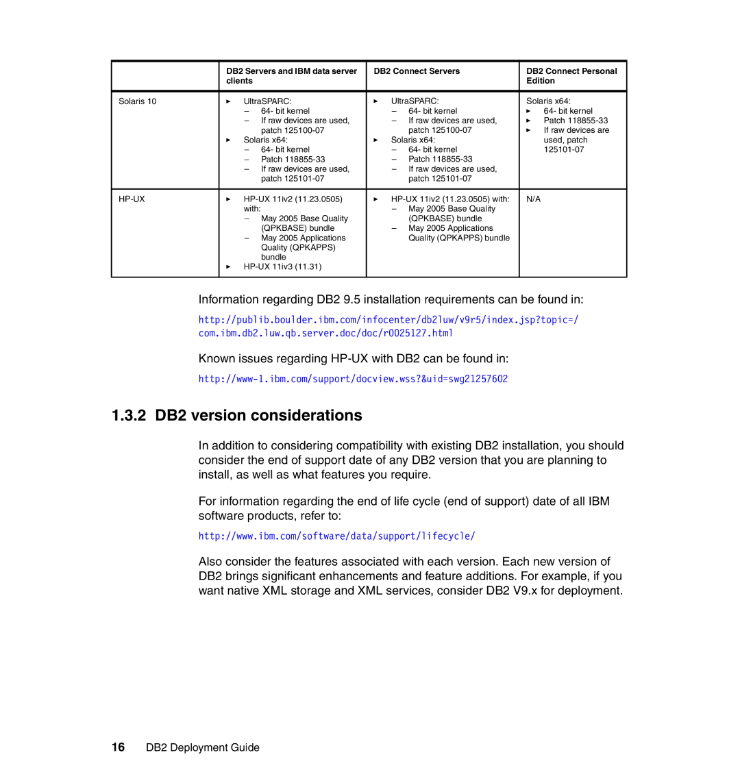 IBM manual 2 DB2 version considerations, 16 DB2 Deployment Guide 