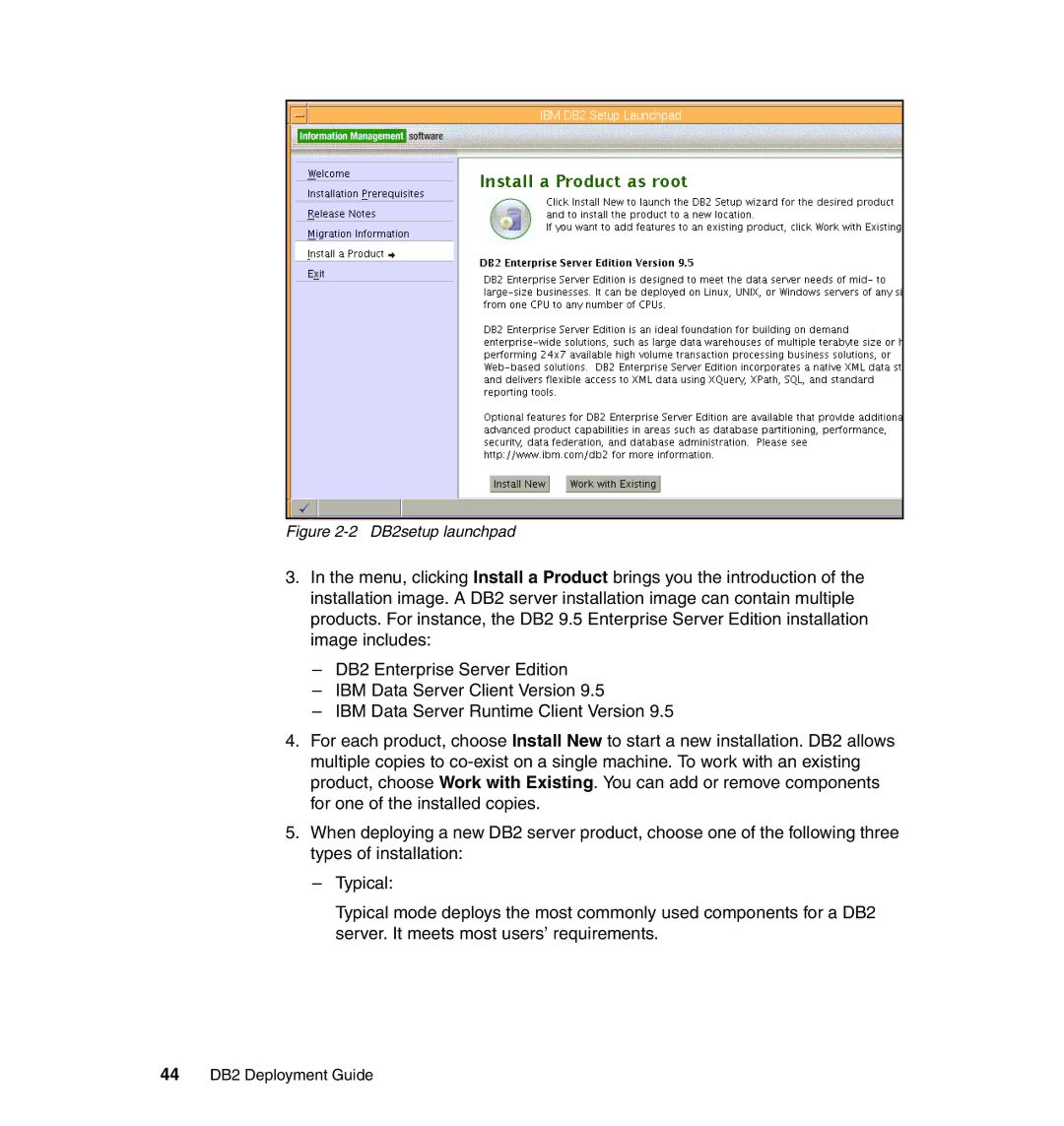 IBM manual DB2setup launchpad, 44 DB2 Deployment Guide 