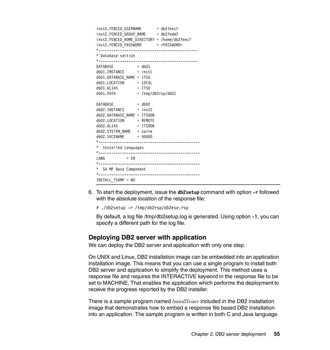 IBM manual Deploying DB2 server with application 