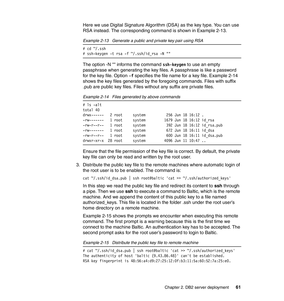 IBM DB2 manual Example 2-14 Files generated by above commands 