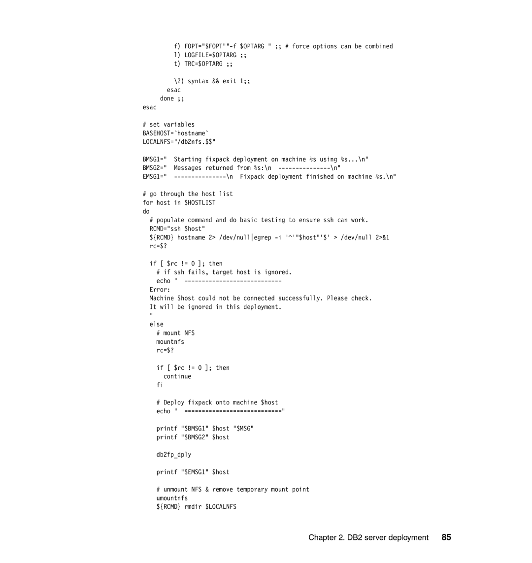 IBM DB2 manual Starting fixpack deployment on machine %s using %s...\n 