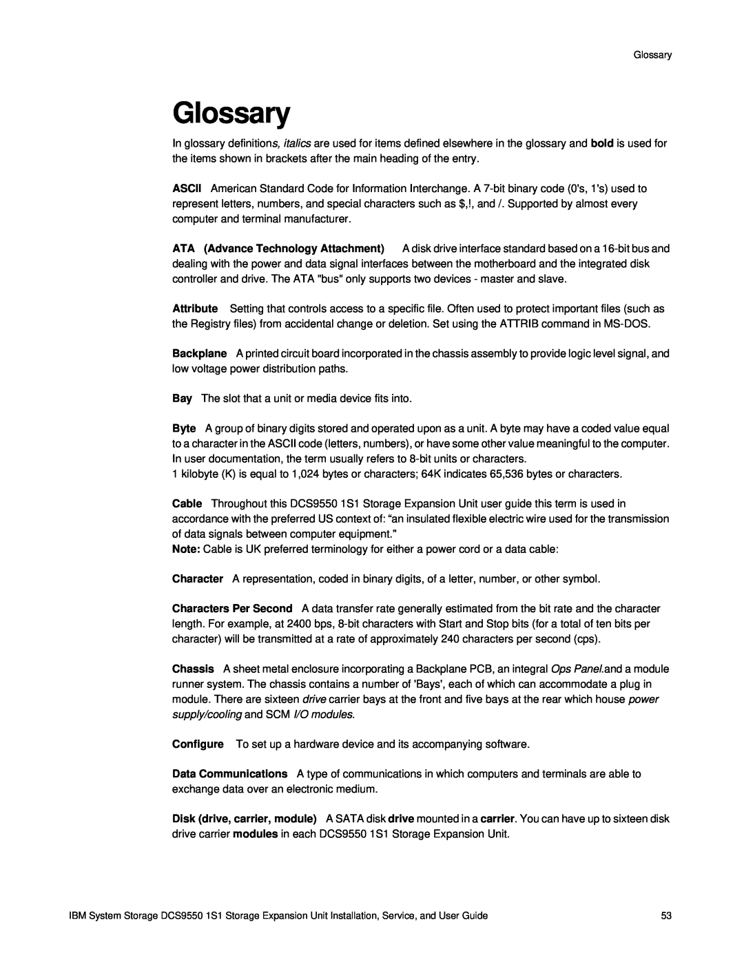 IBM DCS9550 1S1 manual Glossary 