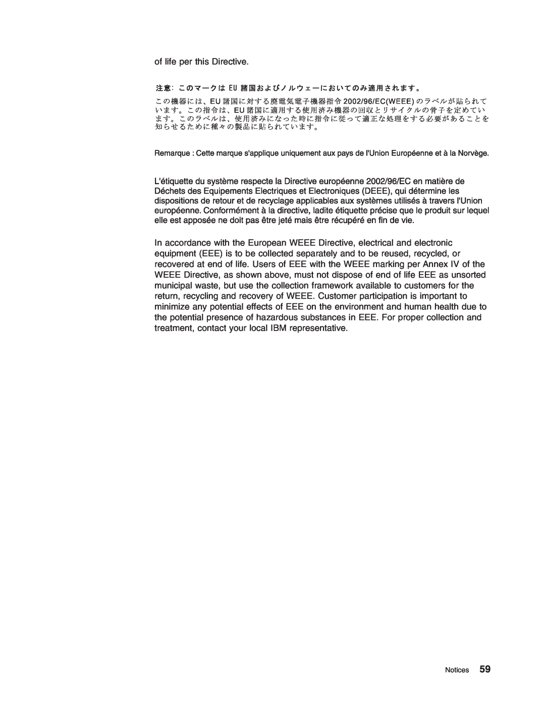 IBM DCS9550 1S1 manual of life per this Directive 