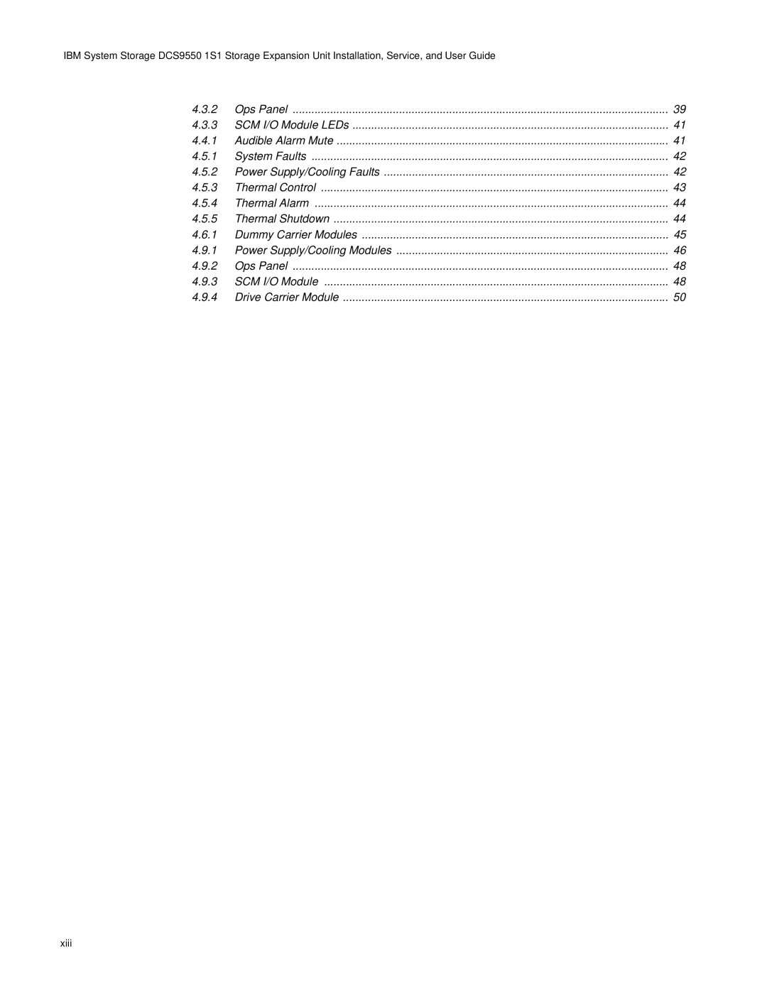 IBM DCS9550 1S1 manual Xiii 