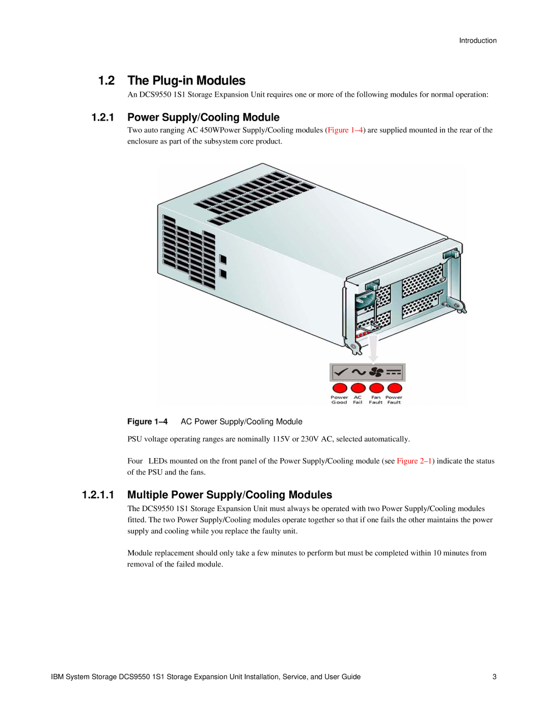 IBM DCS9550 1S1 manual Multiple Power Supply/Cooling Modules 