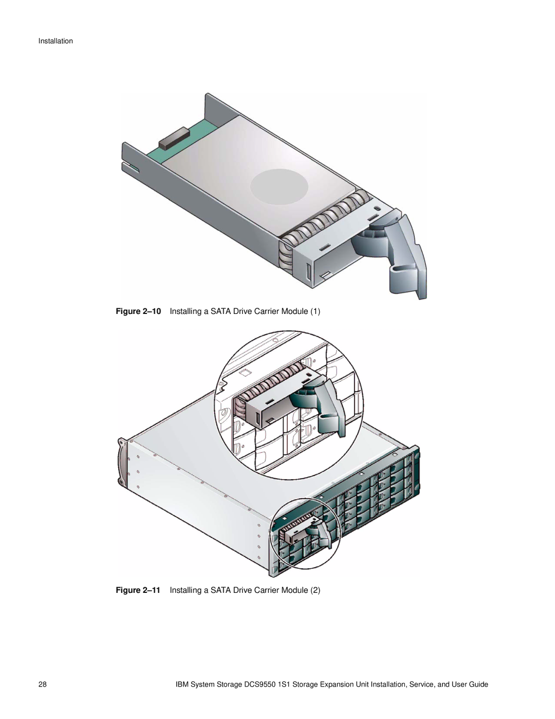 IBM DCS9550 1S1 manual 10Installing a Sata Drive Carrier Module 