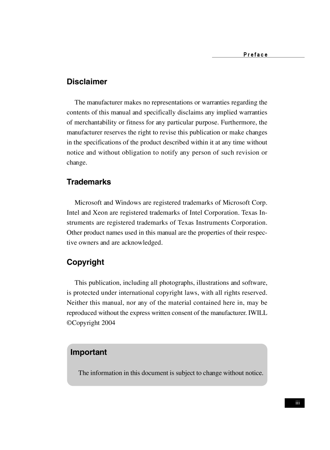 IBM DJ800 user manual Disclaimer, Trademarks, Copyright 