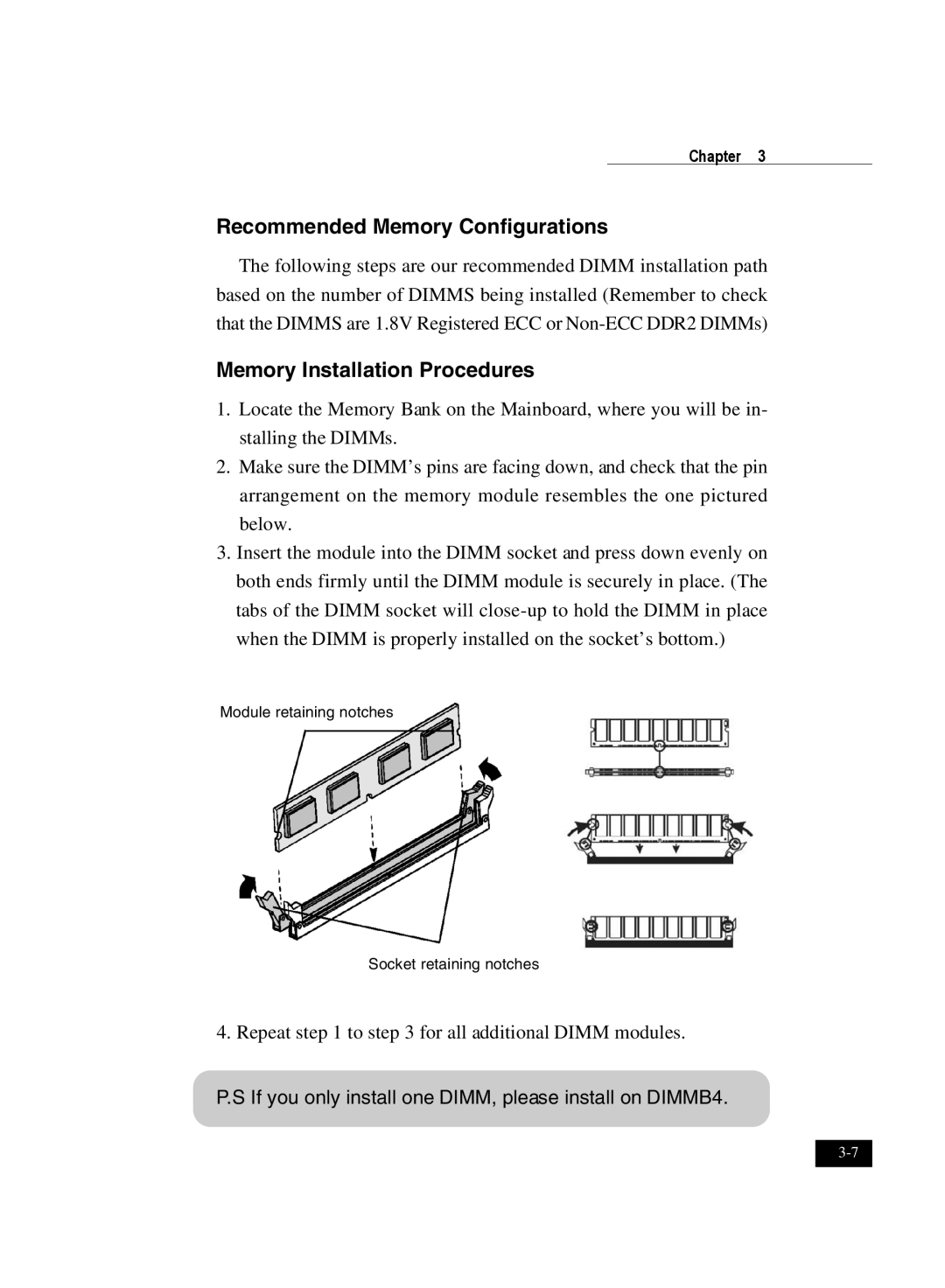 IBM DJ800 user manual Recommended Memory Configurations, Memory Installation Procedures 