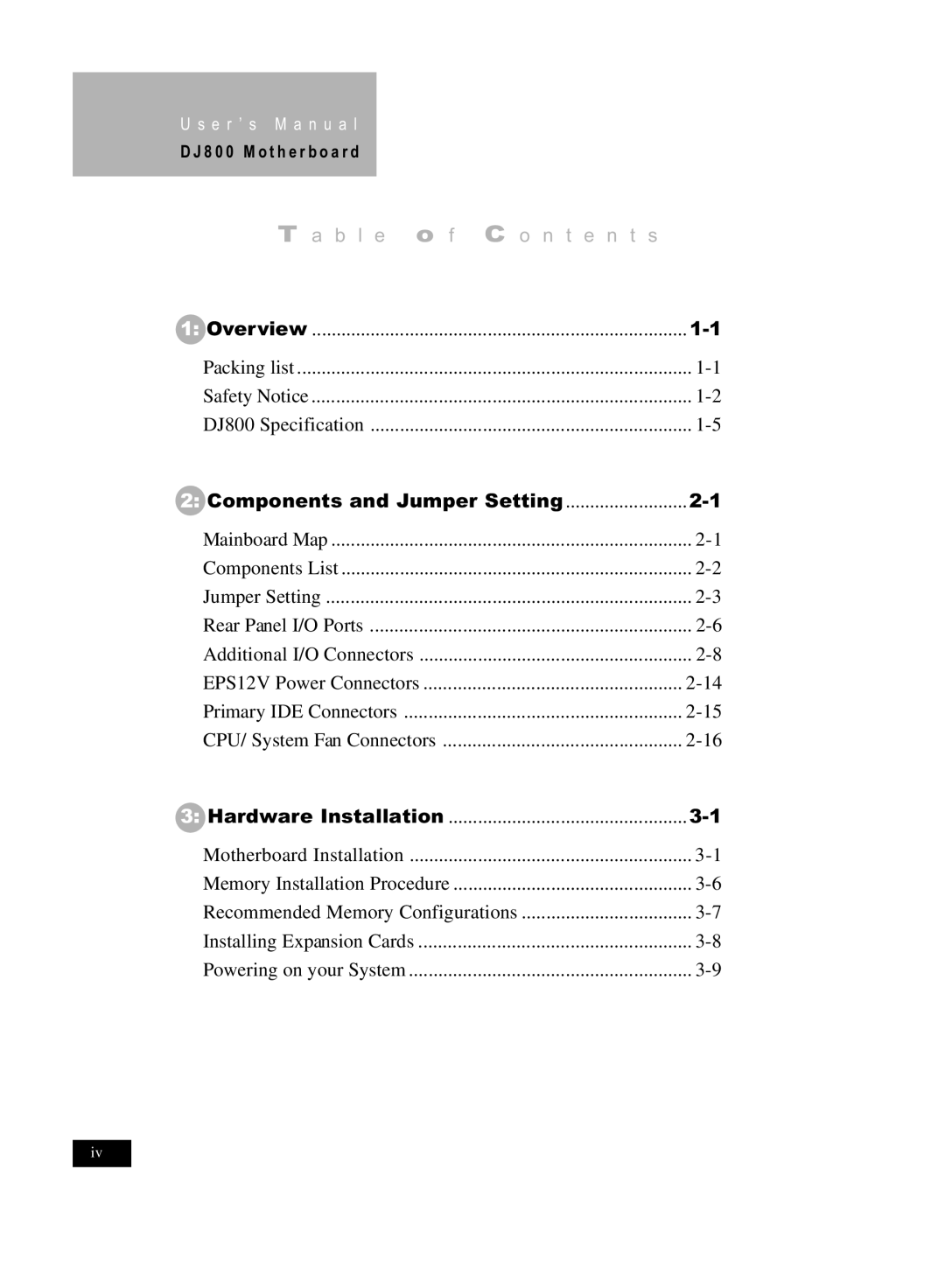 IBM DJ800 user manual B l e o f C o n t e n t s 