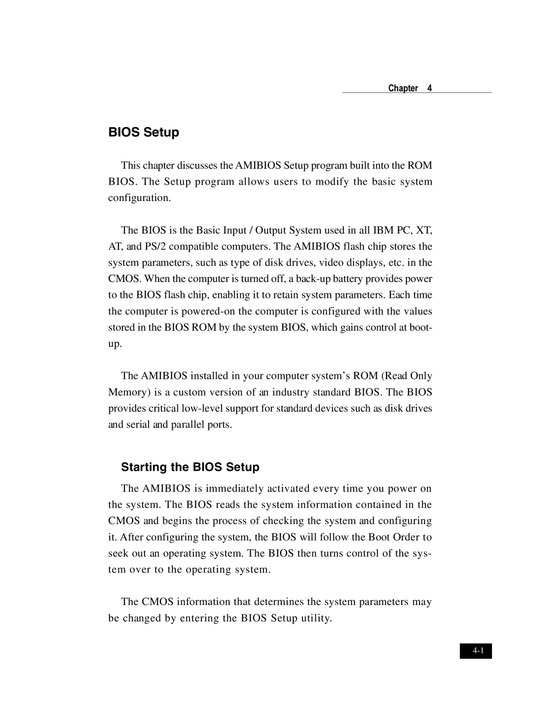 IBM DJ800 user manual Starting the Bios Setup 