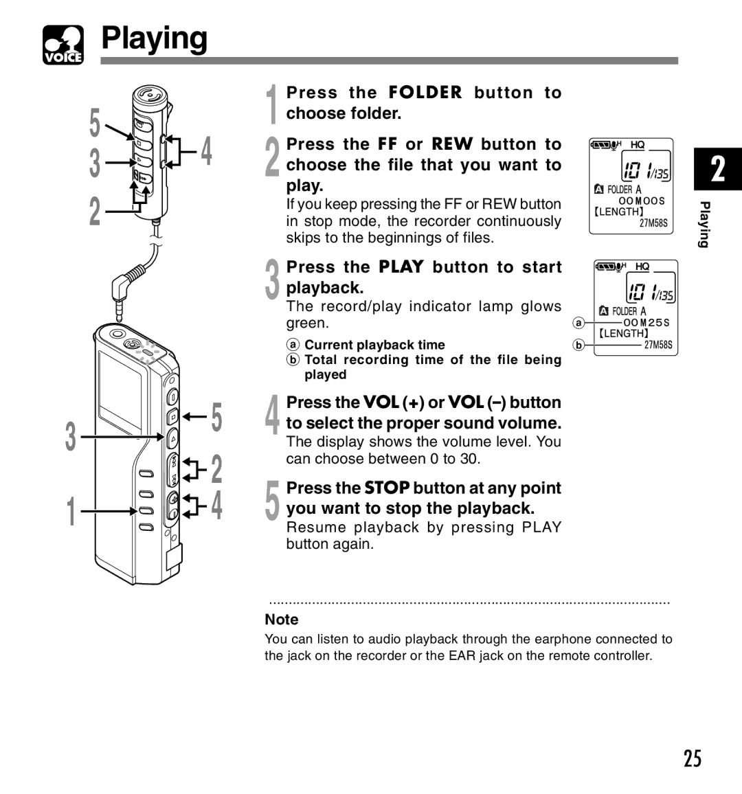 IBM DM-10, DM-20 manual Playing, Press the Play button to start Playback, Record/play indicator lamp glows Green 