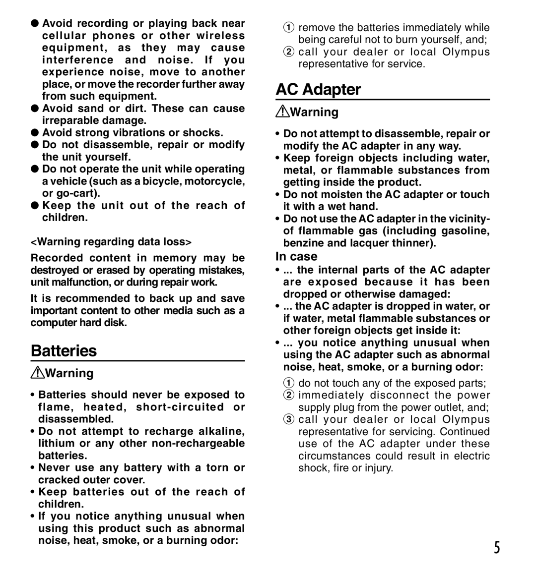 IBM DM-10, DM-20 manual Batteries, AC Adapter, Case 