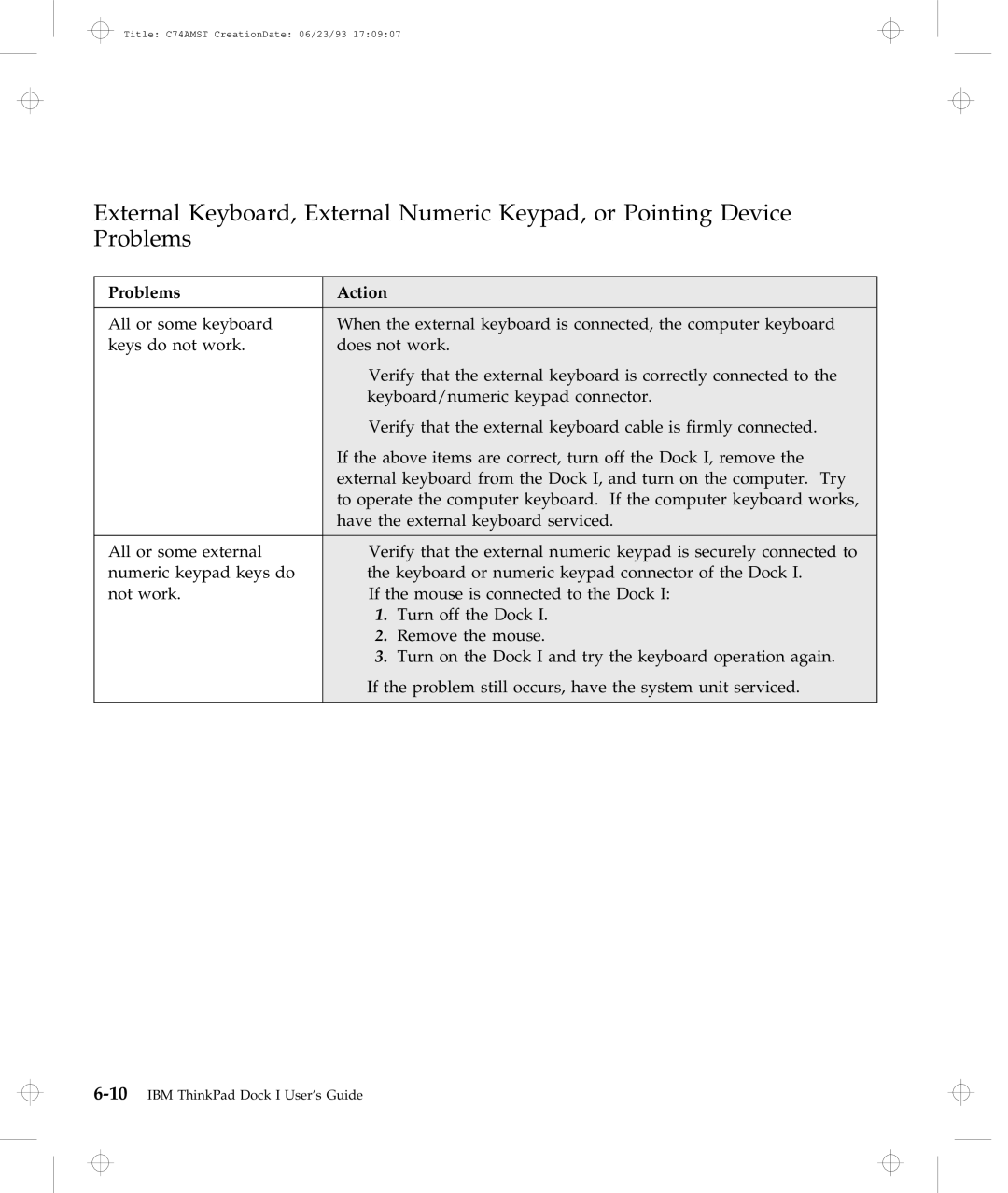 IBM manual 10IBM ThinkPad Dock I User’s Guide 