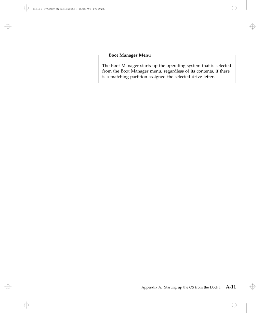 IBM Dock I manual Boot Manager Menu 