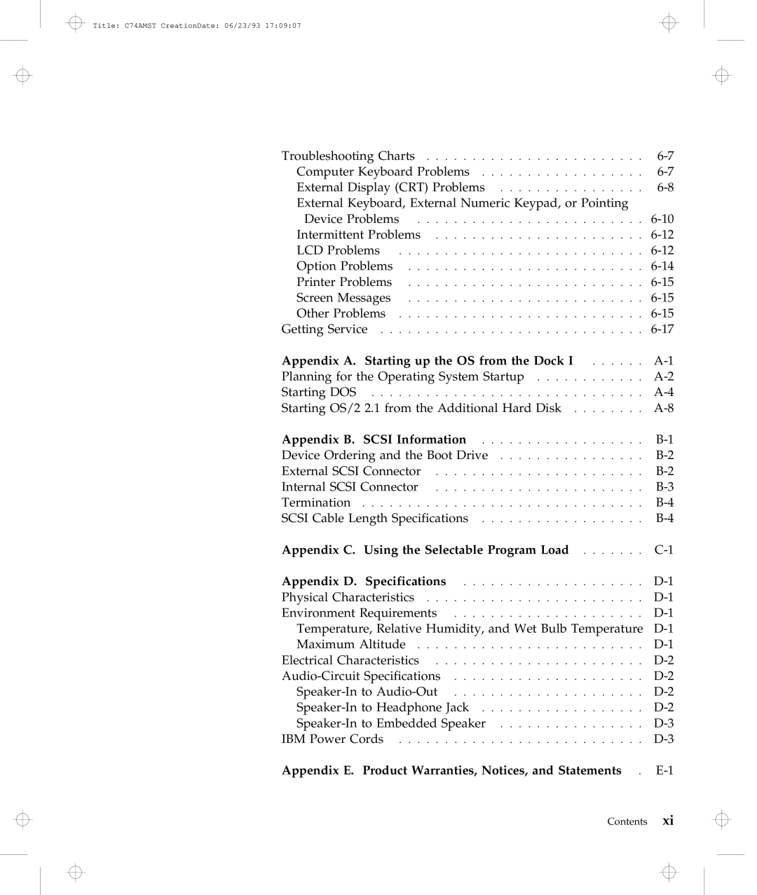 IBM Dock I manual Appendix A. Starting up the OS from the Dock, Appendix C. Using the Selectable Program Load 