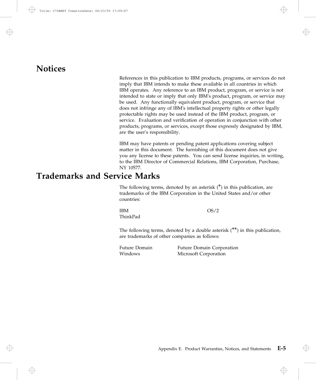 IBM Dock I manual Trademarks and Service Marks, Ibm 