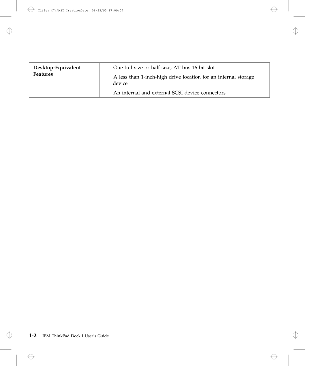 IBM Dock I manual Desktop-Equivalent Features 