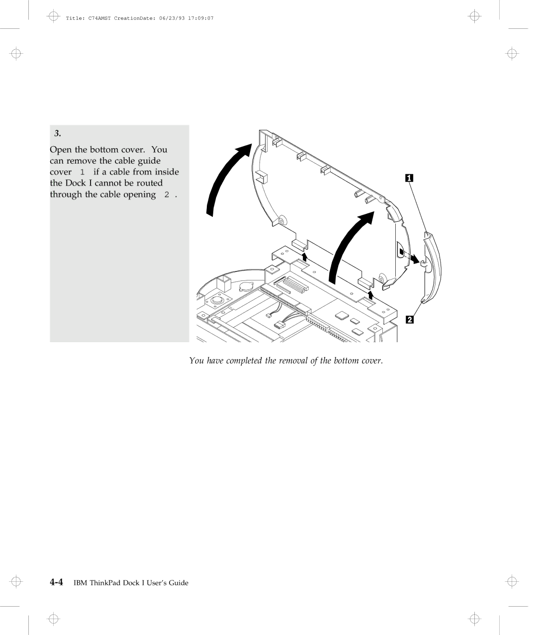 IBM Dock I manual You have completed the removal of the bottom cover 