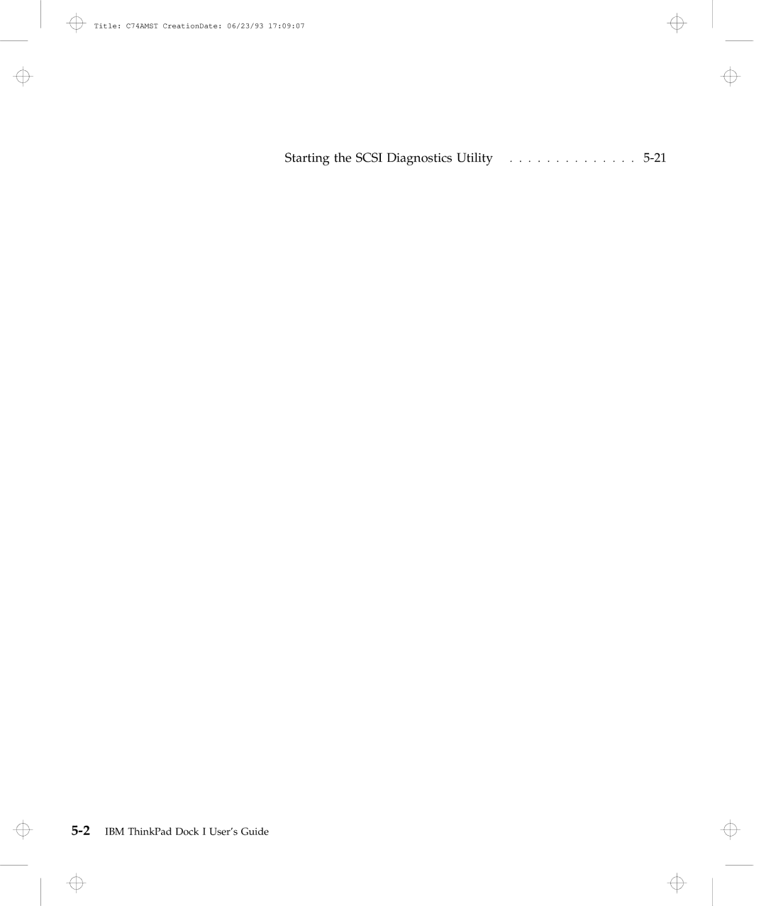 IBM Dock I manual Starting the Scsi Diagnostics Utility 