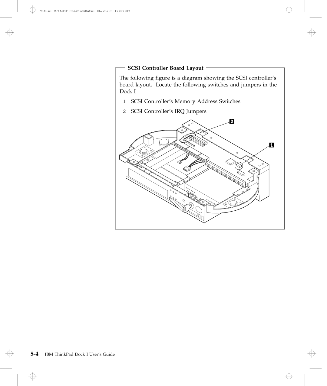 IBM Dock I manual Scsi Controller Board Layout 