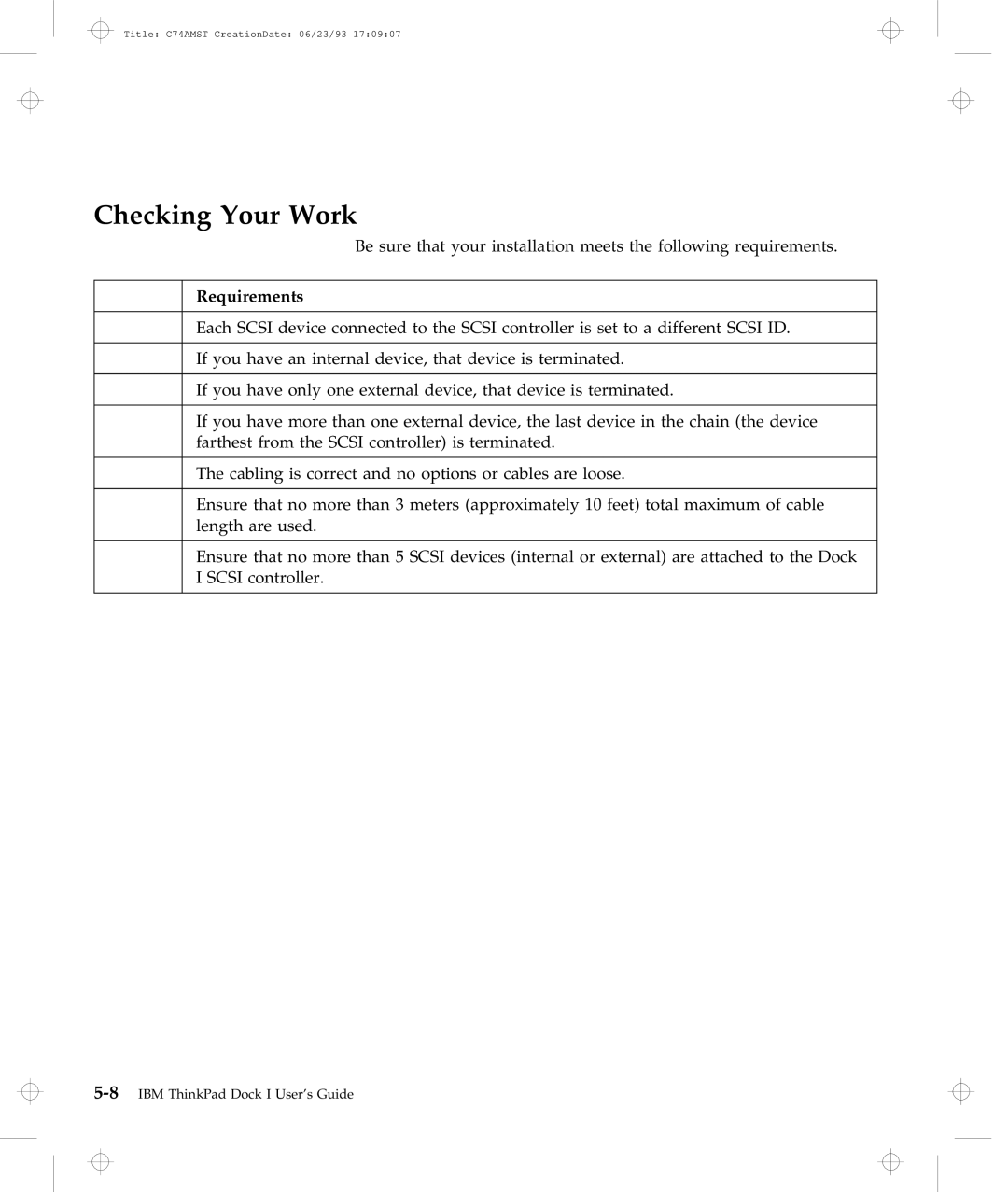 IBM Dock I manual Checking Your Work, Requirements 