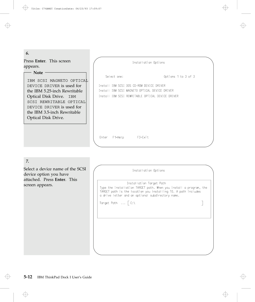 IBM Dock I manual IBM 5.25-inch Rewritable Optical Disk Drive. IBM 