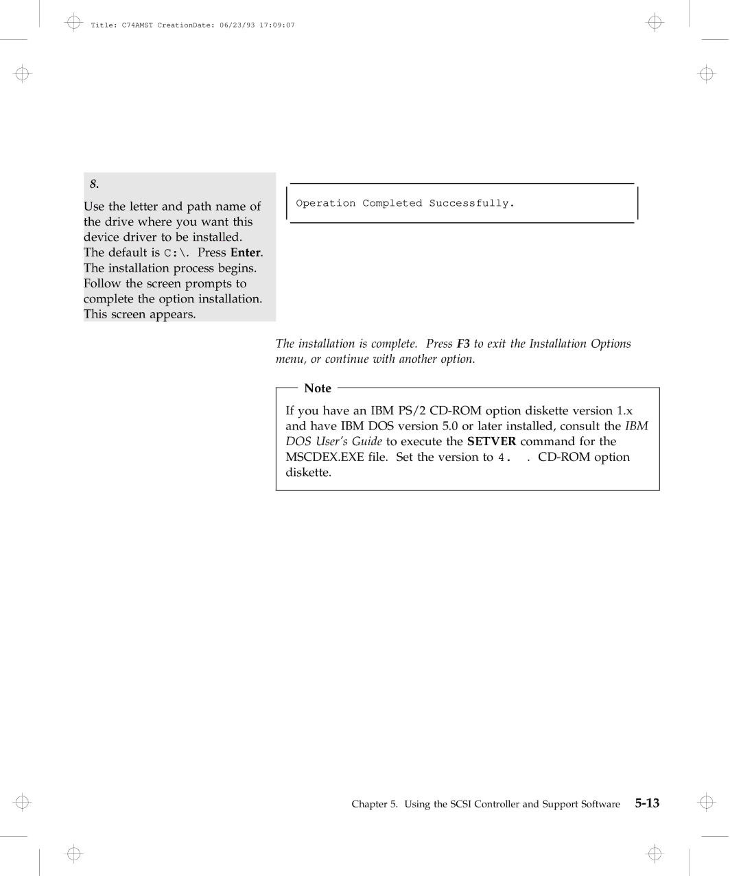 IBM Dock I manual Operation Completed Successfully 