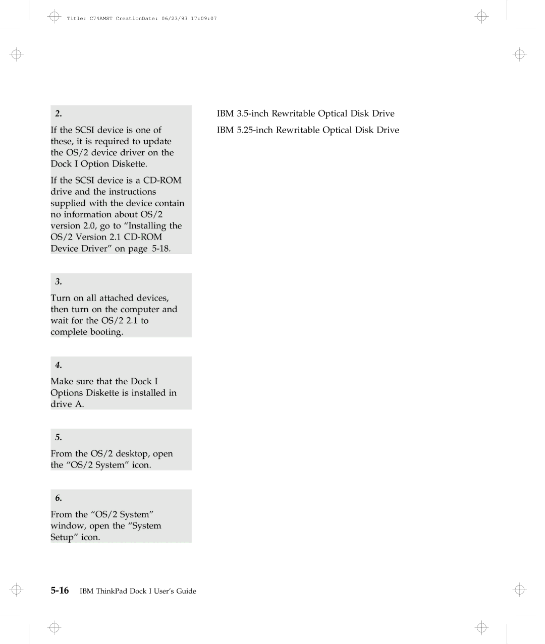 IBM Dock I manual IBM 3.5-inch Rewritable Optical Disk Drive 