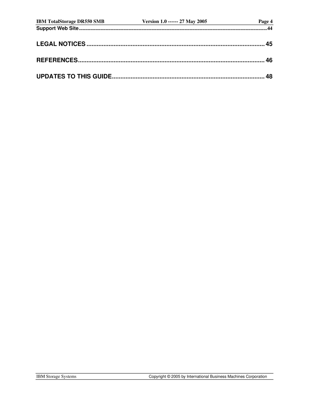 IBM DR550 SMB V.1 manual Support Web Site 