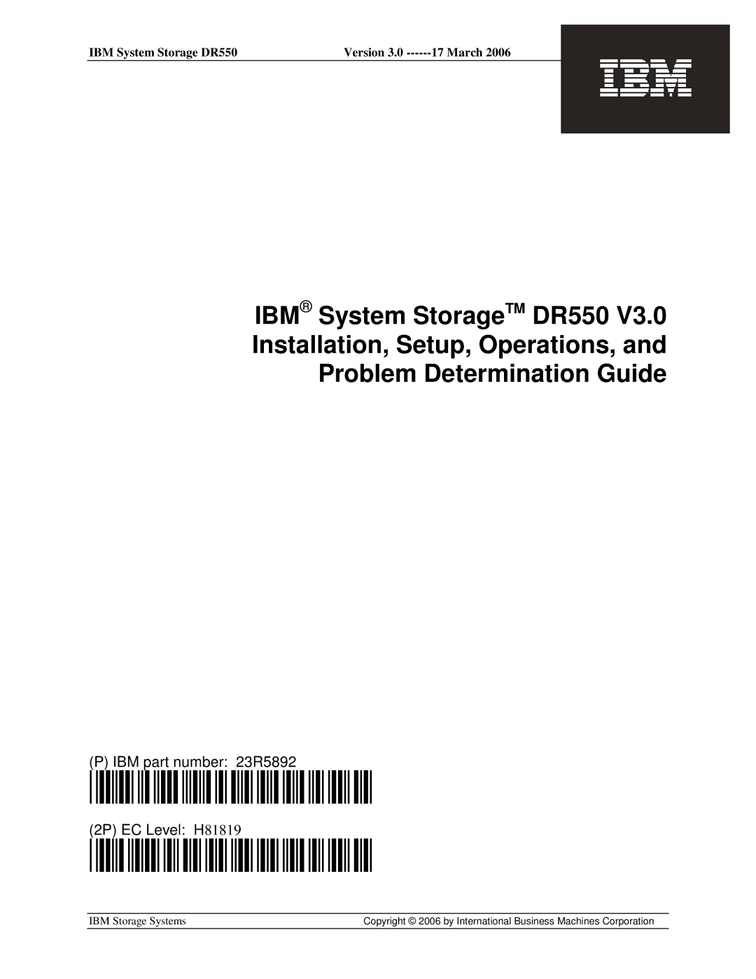 IBM DR550 manual P23R5892 