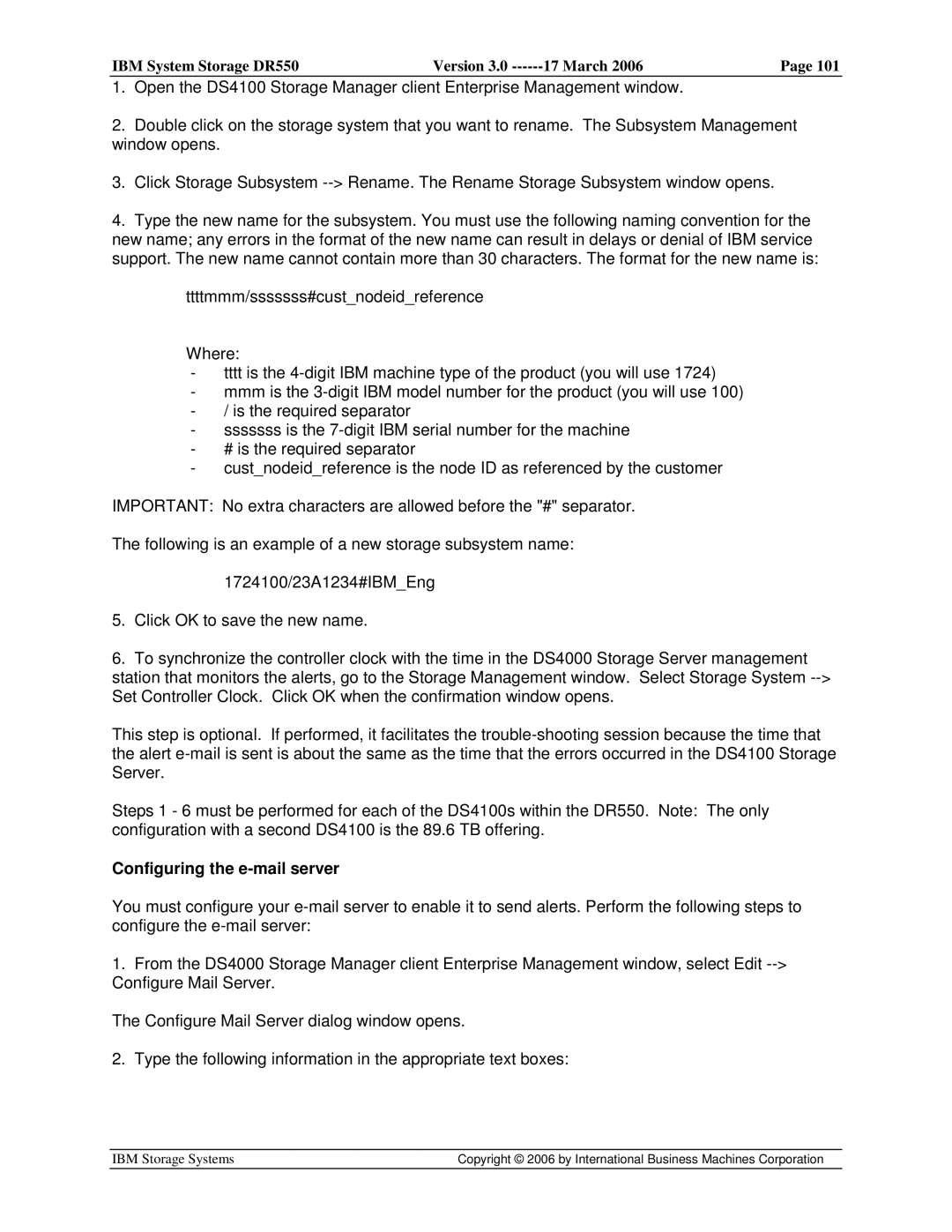 IBM DR550 manual Configuring the e-mail server 