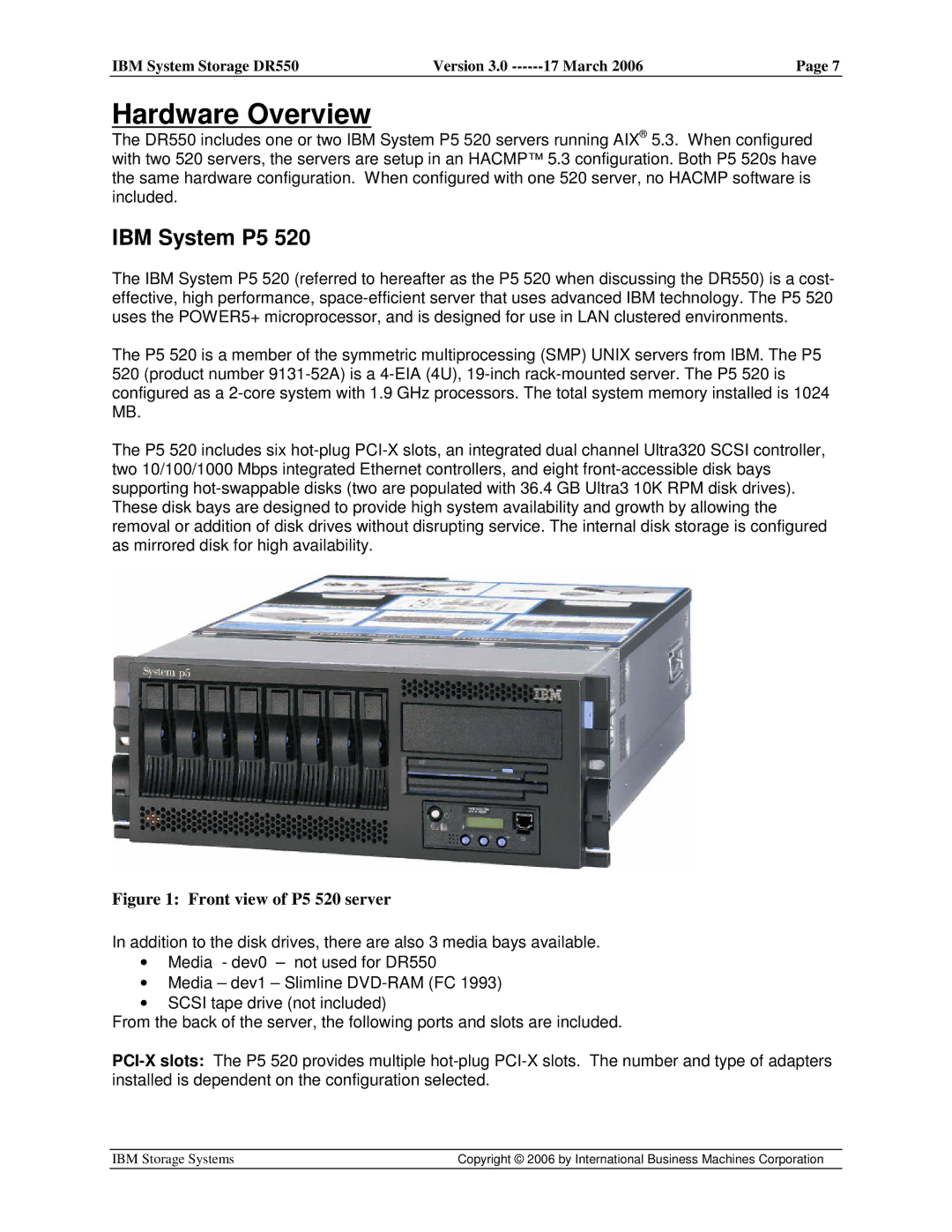 IBM DR550 manual Hardware Overview, IBM System P5 