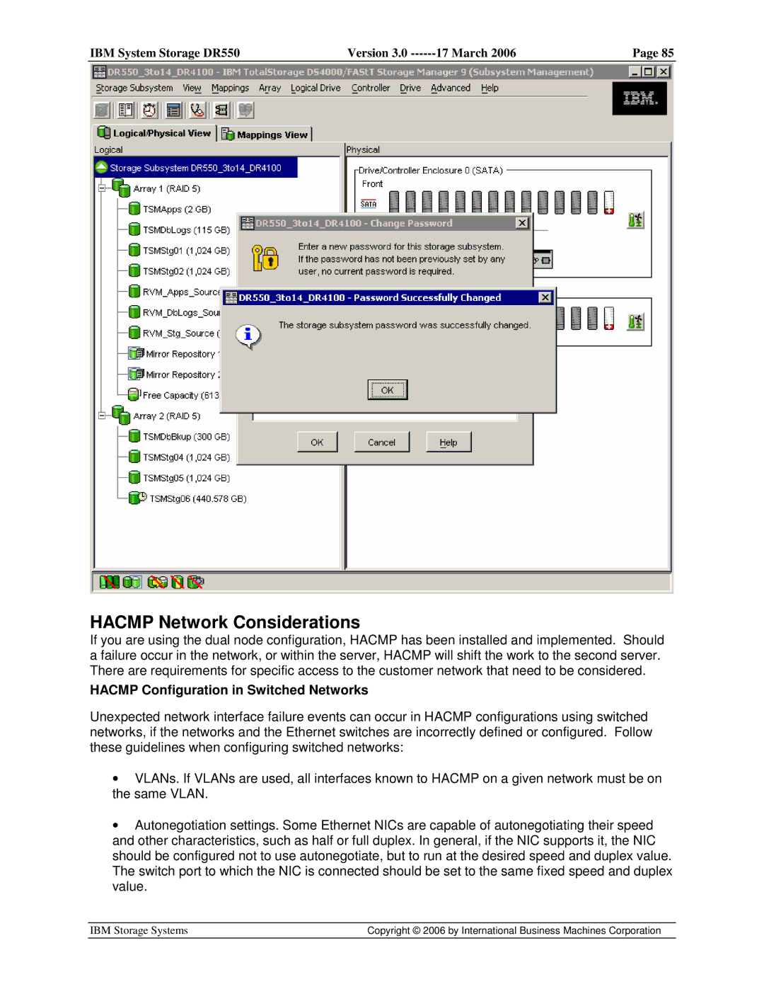 IBM DR550 manual Hacmp Network Considerations, Hacmp Configuration in Switched Networks 