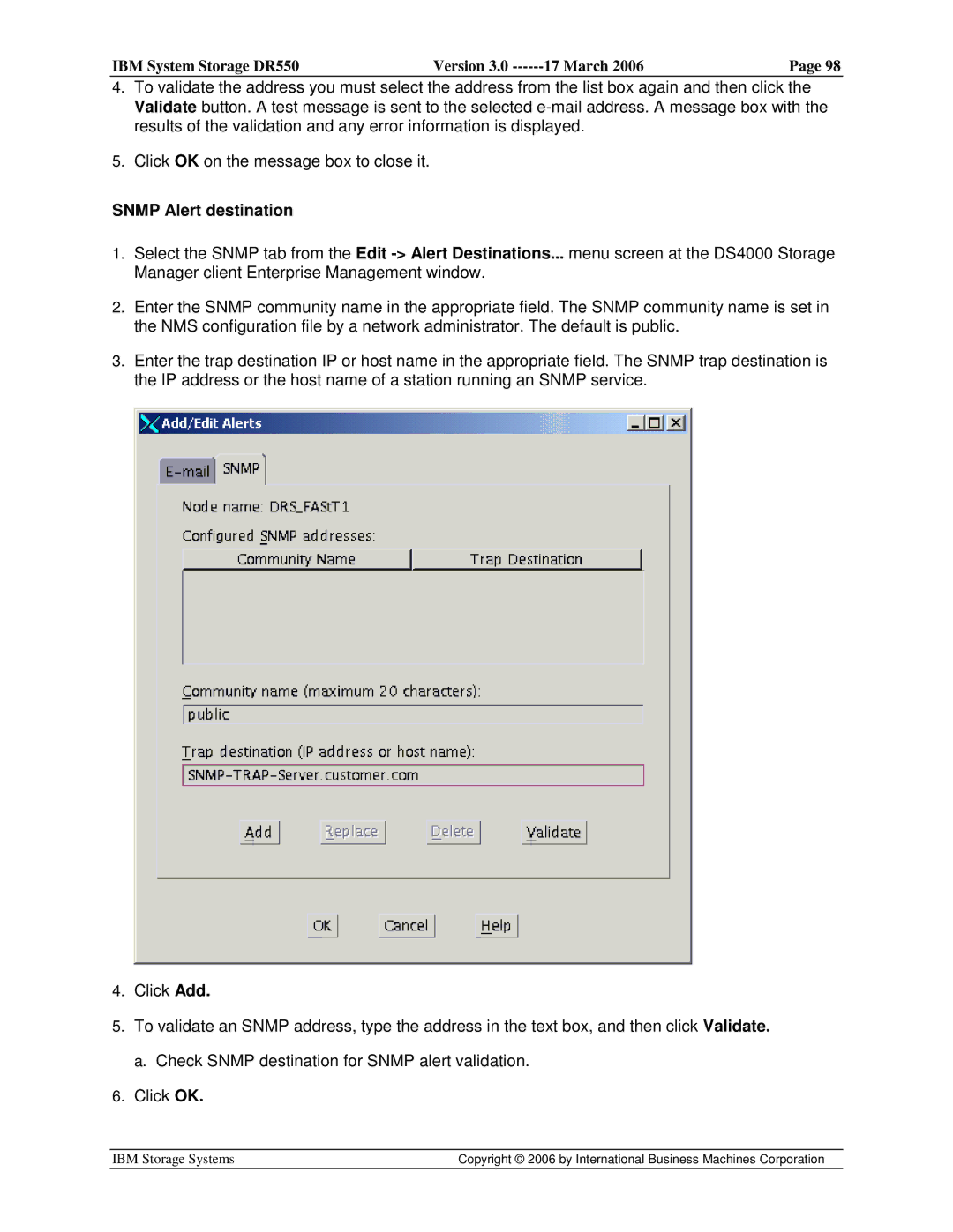 IBM DR550 manual Snmp Alert destination 