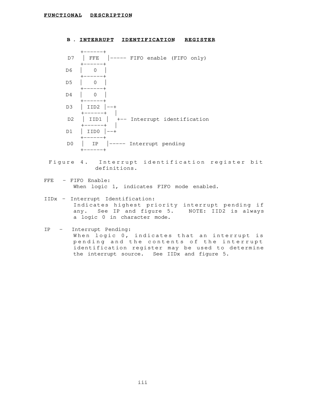 IBM DS-2000 warranty Functional Description Interrupt Identification Register 